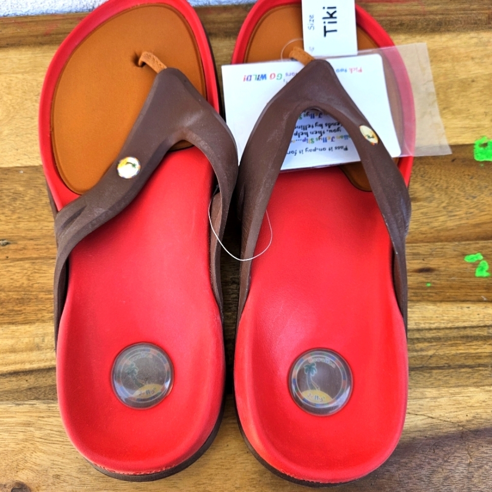 Hawaiian Jellys Ultra Comfort Kona Coffe Men Flip Flop Sandal Size 12 - Picture 5 of 15